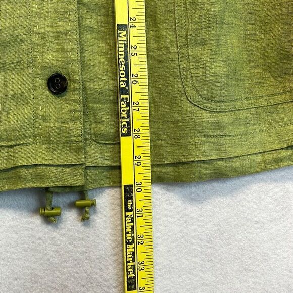 COLDWATER CREEK 100% Linen Utility Button Jacket Drawstring Hem Green Large EUC - Picture 8 of 12